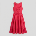 Roselle Midi Dress | Sleeveless Corset-Effect, Embroidered Neckline for Weddings and Cocktail Parties