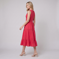 Roselle Midi Dress | Sleeveless Corset-Effect, Embroidered Neckline for Weddings and Cocktail Parties
