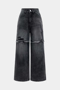 Nina Denim Patchwork Jeans made from a comfortable cotton blend, featuring a stylish patchwork design for a trendy look. - 1