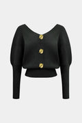 Solid Button | V-Neck Sweater