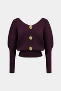 Solid Button | V-Neck Sweater