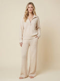 Aeria comfy knit two-piece lounge set in beige