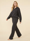 Aeria comfy knit two-piece lounge set in dark gray