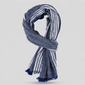 Aero cotton pinstripe scarf dark blue