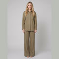 Aero women's cotton-linen set camel