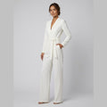 Alessandra | Ivory Belted Power Jumpsuit