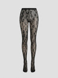Alina sheer floral lace tights black front