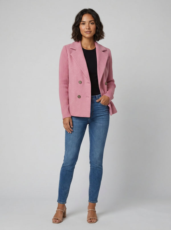 Amora | Elegant Knit-Sleeve Blazer