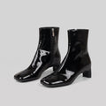 Anke black patent square-toe ankle boots