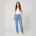 Apollo straight-leg denim light wash on model