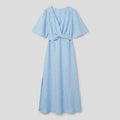 Aqua Maxi Dress | Linen, Adjustable Fit, Elbow-Length Sleeves