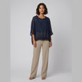 Aqua Ruffle Blouse navy