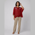 Aqua Ruffle Blouse red floral