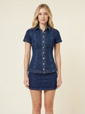 Aria iconic denim set dark blue wash front
