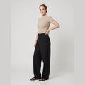 Astra | Wide Leg Trousers Asymmetrical Design, Black Dress Pants for Women