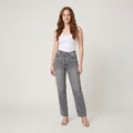 Asymmetric waist straight leg jeans gray