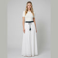 Ava A-line maxi linen skirt cloud white on model