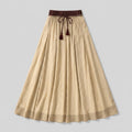 Ava | A-Line Maxi Skirt Lightweight Linen, Textured Waist, Tassel Detail