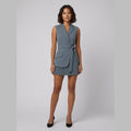 Bella belted blazer dress grey on model