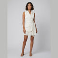 Bella belted blazer dress off-white on model
