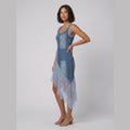 Bella | Denim Dress Lace-Trimmed, Asymmetrical Hem