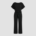 Bella | Elegant Jumpsuit Black, Wide-Leg, Self-Tie Belt