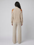 Bella | Women's Knit Set Cold-Shoulder Turtleneck, Wide-Leg Pants, Knitted Loungewear