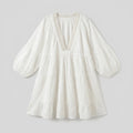 Bella | Mini Dress Cotton-Linen Blend, Lace V-Neck Sundress for Women
