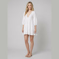Bella | Mini Dress Cotton-Linen Blend, Lace V-Neck Sundress for Women