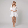 Bella mini cotton-linen sundress white front