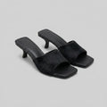 Bella black calf hair stiletto mule sandals