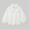Bellarine | Womens Blouse Oversized Cotton, Ruffled Collar