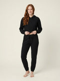 Bernie Corduroy Comfy Set black ribbed cropped hoodie and joggers