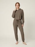 Bernie Corduroy Comfy Set coffee brown ribbed cropped hoodie and joggers