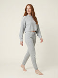 Bernie Corduroy Comfy Set heather gray ribbed cropped hoodie and joggers