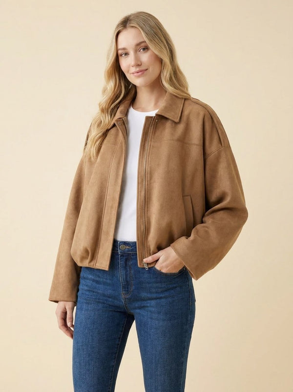 Bomber | Jacket Made of Suede Look Fabric