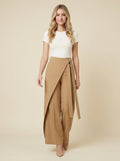 Branda wrap-tie wide-leg trousers khaki