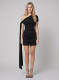 Bree Women's Dress | Black One-Shoulder Bodycon Mini Cocktail Dress