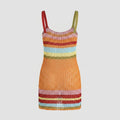 Breezy | Beach Cover Up Knitted Color Block, Sleeveless Design