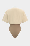 Breezy Bodysuit | Asymmetrical Short Sleeve, Soft Fabric