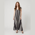 Breezy ethnic print maxi dress black