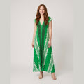 Breezy ethnic print maxi dress green