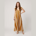 Breezy ethnic print maxi dress yellow