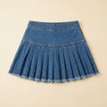 Breezy | Jean Skirt Premium Denim, Pleated A-Line Design
