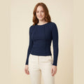 Breezy ribbed slim top navy