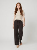 Breezy soft knit wide-leg pants dark brown