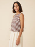 Bryn gingham tank top Chocolate brown