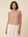 Bryn gingham tank top Moroccan terracotta