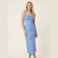 Cami floral midi dress blue