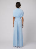 Catherine | Maxi Dress Asymmetrical Pleated, Baby-Blue Long Dress for Women